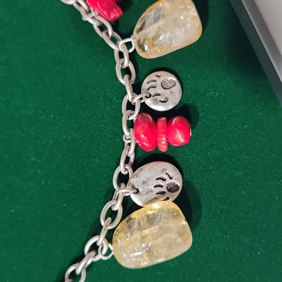Big Sky Silver Tracks Charm Bear Prints Necklace Red Coral Citrine Rare! New!! - Picture 8 of 11